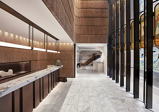 Interior photograph of Hilton Melbourne Little Queen Street by Sean Fennessy