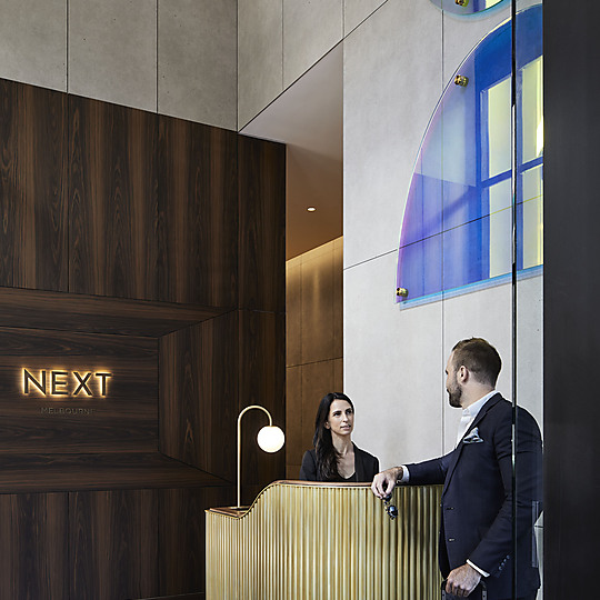 Interior photograph of The Next Hotel, Melbourne by Sharyn Cairns
