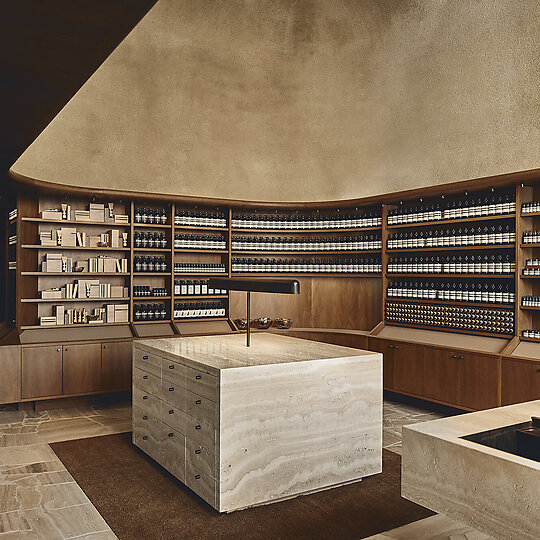 Interior photograph of Aesop Collins Street by Peter Bennetts