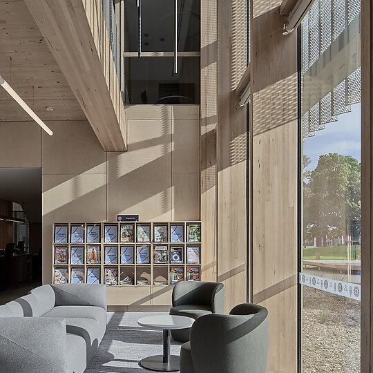 Interior photograph of Berninneit Cultural and Community Centre by Peter Clarke