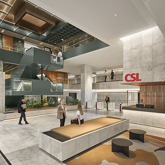Interior photograph of CSL Global Headquarters and Centre for Research & Development by Peter Clarke