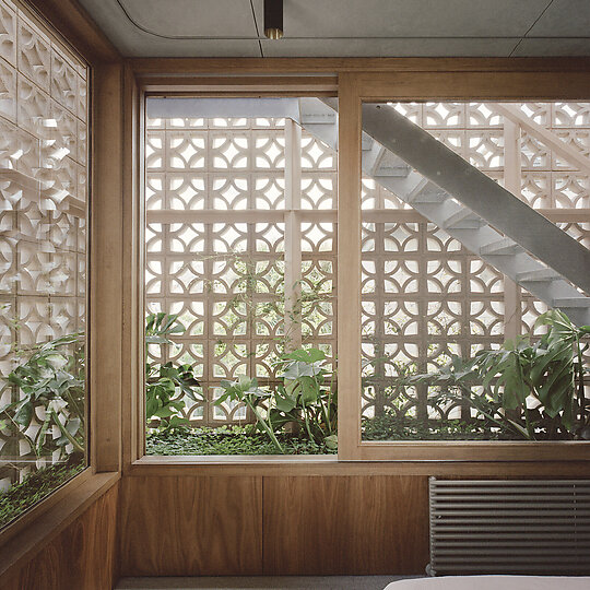 Interior photograph of Garden Tower House by Rory Gardiner