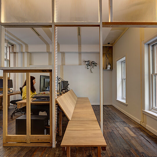 Interior photograph of TERROIR Hobart Office by Brett Boardman