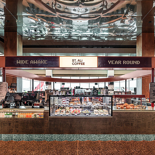 Interior photograph of ST. ALi Melbourne Airport by Tom Blachford